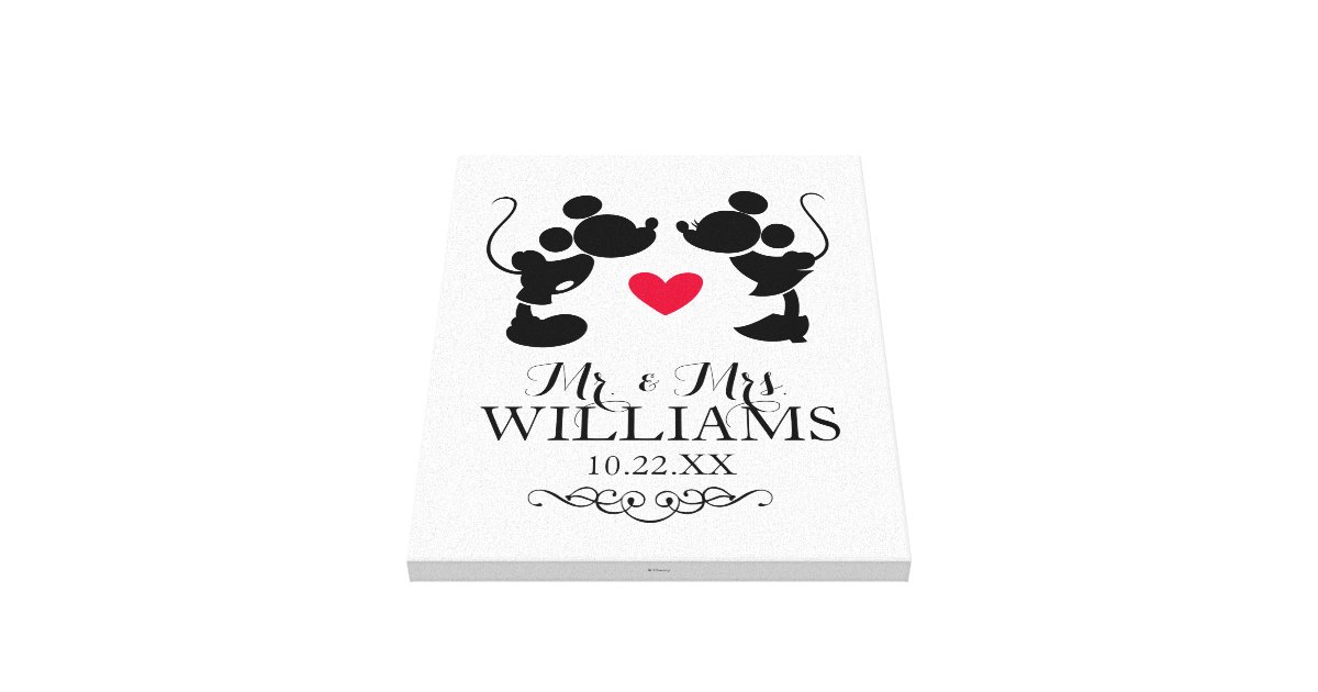 Mickey & Minnie Wedding | Silhouette Canvas Print | Zazzle