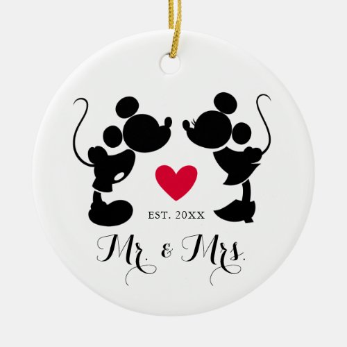 Mickey  Minnie Wedding  Silhouette Ceramic Ornament