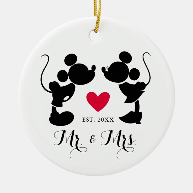 Mickey & Minnie Wedding | Silhouette Ceramic Ornament (Front)