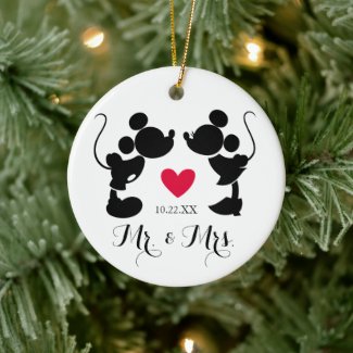 Mickey & Minnie Wedding | Silhouette Ceramic Ornament