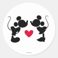 Mickey & Minnie Wedding | Silhouette Classic Round Sticker