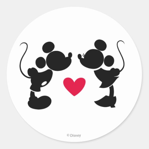 Mickey  Minnie Wedding  Silhouette Classic Round Sticker