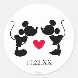 Mickey & Minnie Wedding | Silhouette Classic Round Sticker