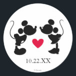 Mickey & Minnie Wedding | Silhouette Classic Round Sticker<br><div class="desc">Add a touch of Disney magic to your wedding decor with this elegant round sticker featuring the iconic silhouettes of Mickey and Minnie Mouse in a romantic design. Perfect for Disney-loving couples, this customizable sticker is ideal for sealing invitations, decorating favor bags, or adding a special touch to your wedding...</div>