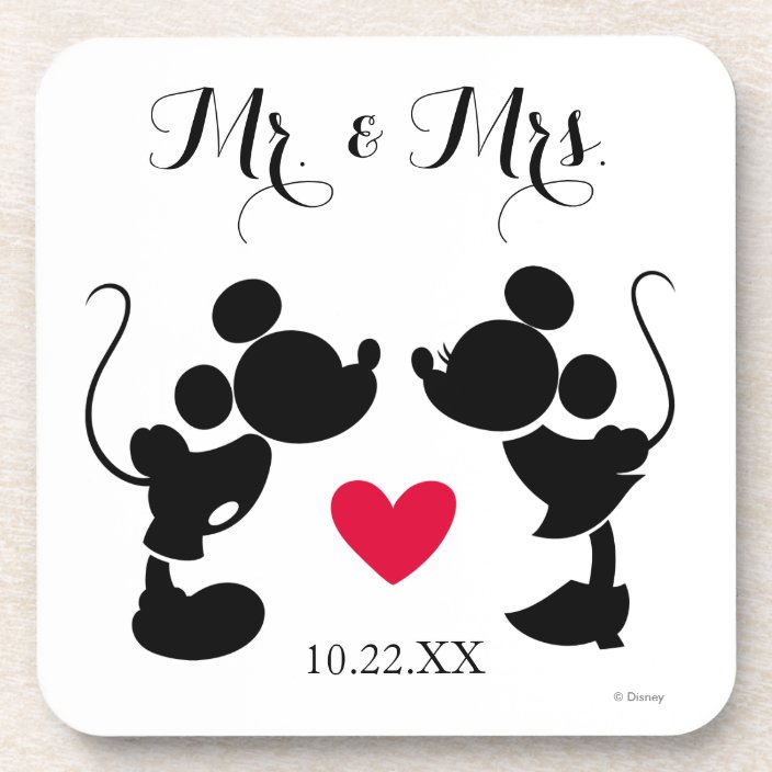 Mickey Minnie Wedding Silhouette Drink Coaster Zazzle Com