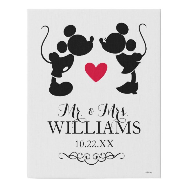 Mickey & Minnie Wedding | Silhouette Faux Canvas Print (Front)