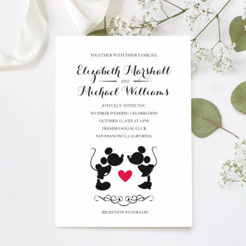 Mickey & Minnie Wedding | Silhouette Invitation by MickeyAndFriends at Zazzle