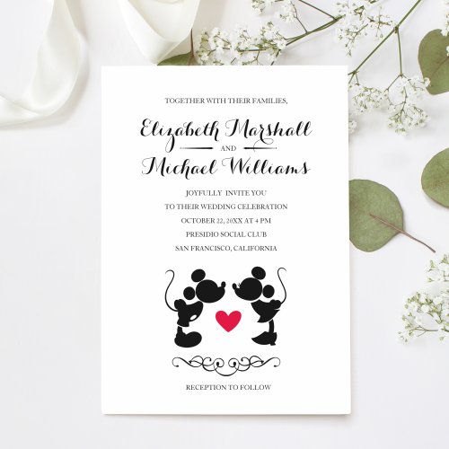 Mickey  Minnie Wedding  Silhouette Invitation