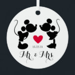 Mickey & Minnie Wedding | Silhouette Metal Ornament<br><div class="desc">Commemorate your love story with this elegant metal ornament featuring the iconic silhouettes of Mickey and Minnie Mouse in a romantic wedding design. Perfect for Disney-loving couples, this customizable ornament is an ideal keepsake for weddings, engagements, or anniversaries. Add a touch of Disney magic to your holiday decor or gift...</div>