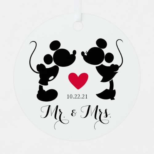 Mickey  Minnie Wedding  Silhouette Metal Ornament