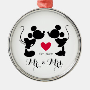 Mickey & Minnie Wedding   Silhouette Metal Ornament