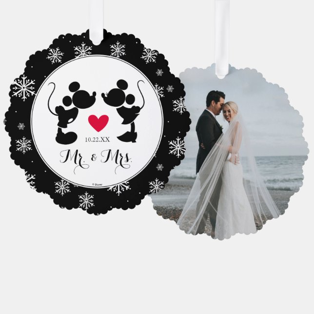 Mickey & Minnie Wedding | Silhouette Ornament Card (Front/Back)