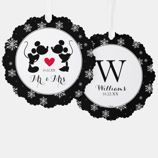 Mickey & Minnie Wedding | Silhouette Ornament Card (Front/Back)