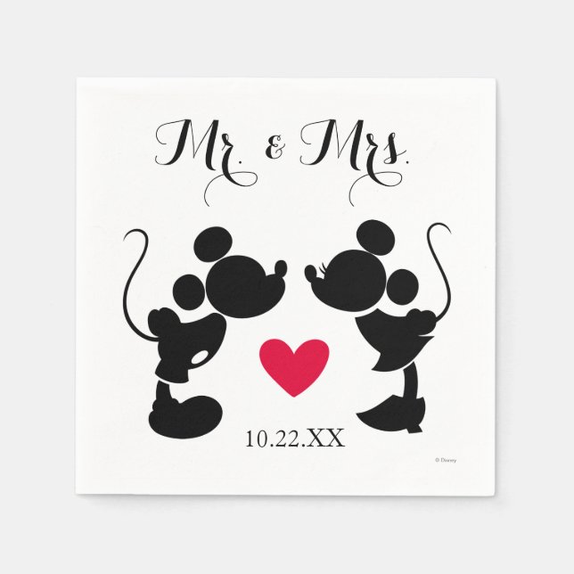 Mickey & Minnie Wedding | Silhouette Paper Napkins (Front)