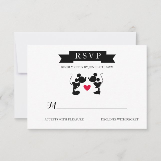 Mickey & Minnie Wedding | Silhouette RSVP Card (Front)