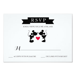 Mickey & Minnie Wedding | Silhouette RSVP Card