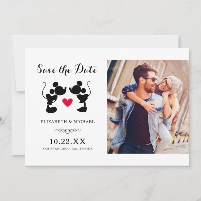 Mickey & Minnie Wedding | Silhouette Save the Date (Front)