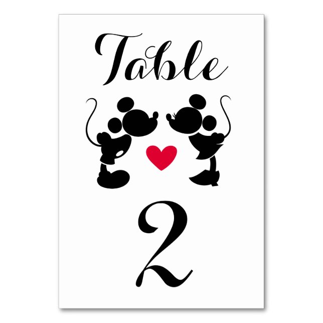 Mickey & Minnie Wedding | Silhouette Table Number (Front)