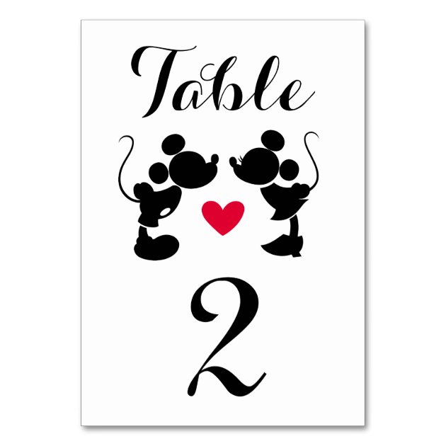 Mickey & Minnie Wedding | Silhouette Table Number Card