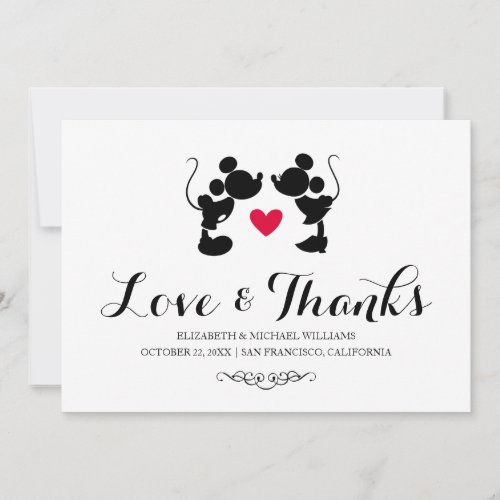 Mickey  Minnie Wedding  Silhouette Thank You