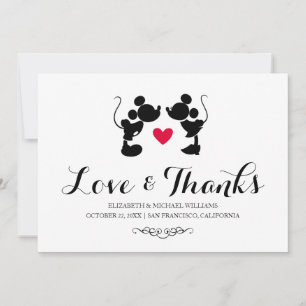 Mickey & Minnie Wedding Silhouette Thank You Card