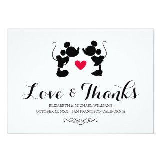 Mickey & Minnie Wedding | Silhouette Thank You Card
