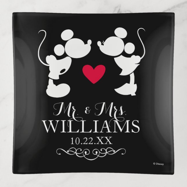 Mickey & Minnie Wedding | Silhouette Trinket Tray (Front)
