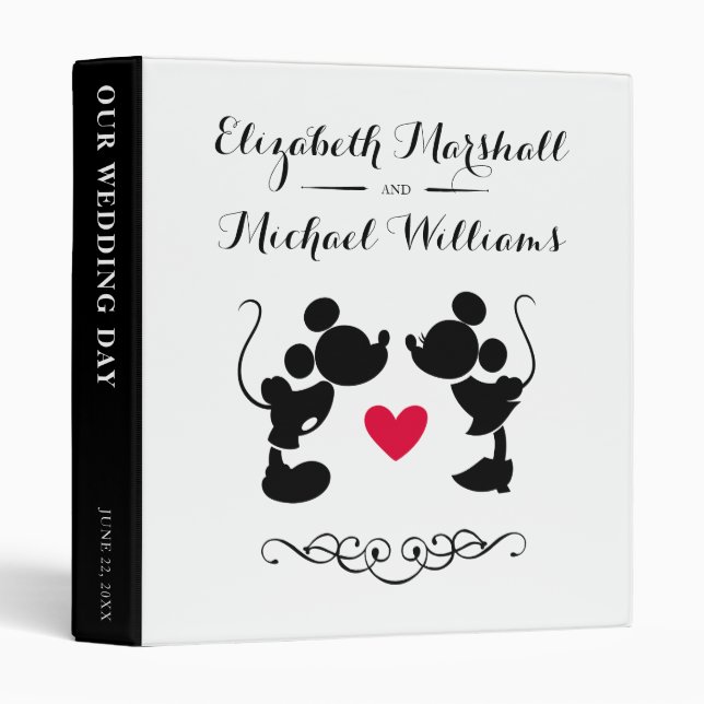 Mickey & Minnie Wedding | Silhouette Wedding 3 Ring Binder (Front/Spine)
