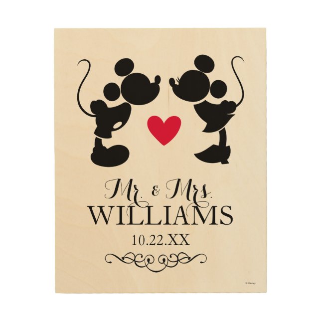 Mickey & Minnie Wedding | Silhouette Wood Wall Art (Front)