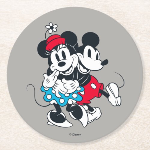 Mickey  Minnie  Winning Couple Round Paper Coaster