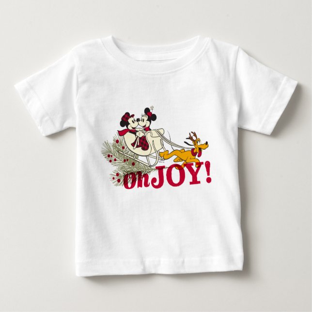 Mickey & Minnie with Pluto | Oh Joy! Baby T-Shirt (Front)