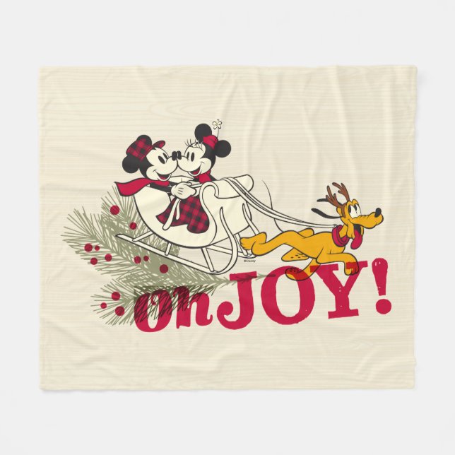Mickey & Minnie with Pluto | Oh Joy! Fleece Blanket (Front (Horizontal))