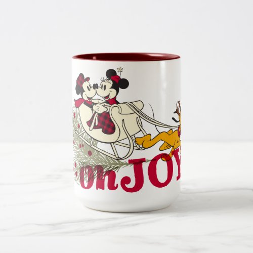 Mickey  Minnie with Pluto  Oh Joy Two_Tone Coffee Mug