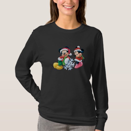 Mickey  Minnie With Snowflake T_Shirt