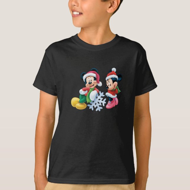 Mickey & Minnie With Snowflake T-Shirt (Front)