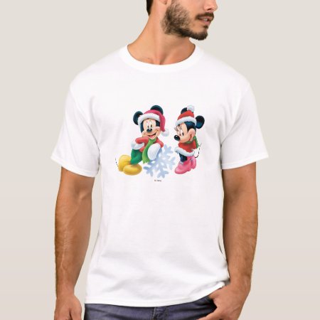 Mickey & Minnie With Snowflake T-shirt