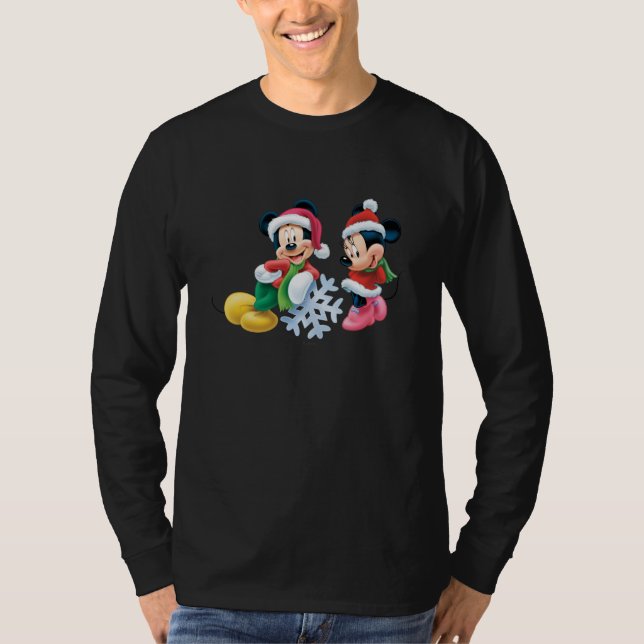 Mickey & Minnie With Snowflake T-Shirt (Front)