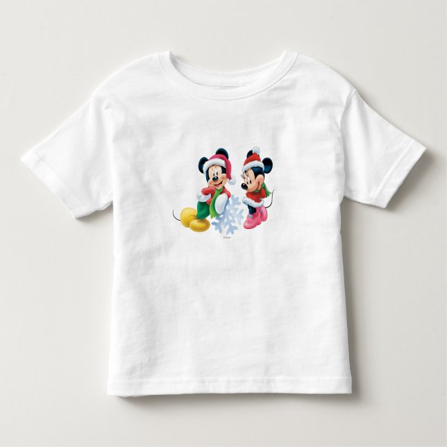 Mickey & Minnie With Snowflake Toddler T-shirt (Front)