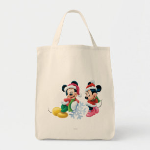 Mickey & Minnie With Snowflake Tote Bag