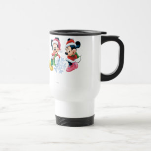 Mickey & Minnie With Snowflake Travel Mug