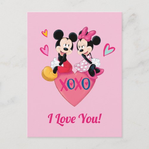 Mickey  Minnie  XOXO Valentine Holiday Postcard