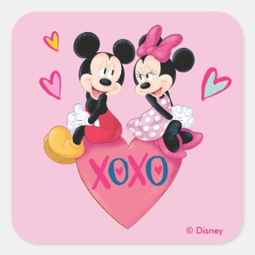 Mickey  Minnie  XOXO Valentine Square Sticker