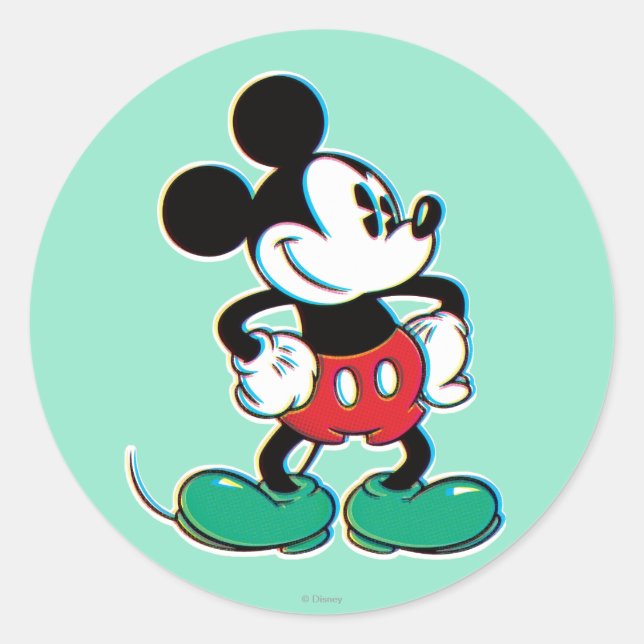Mickey Mouse 3 Classic Round Sticker (Front)