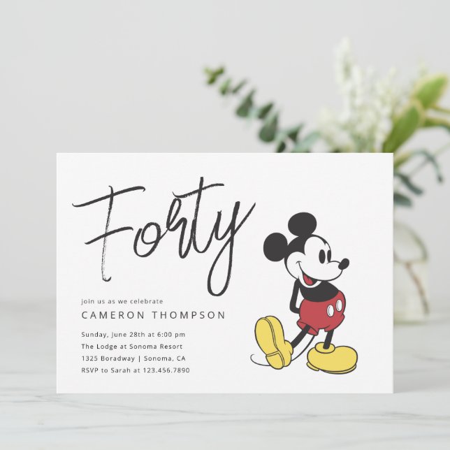 Mickey Mouse 40th Birthday  Invitation (Standing Front)
