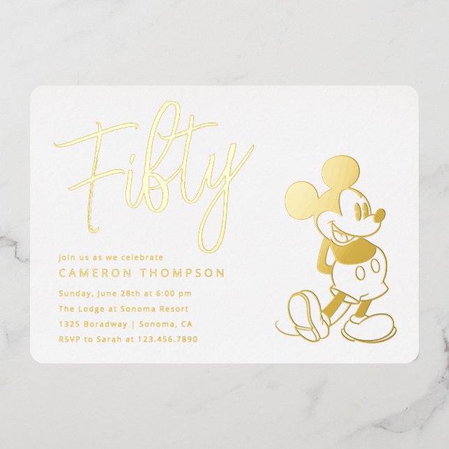 Mickey Mouse 50th Birthday  Foil Invitation (Front)