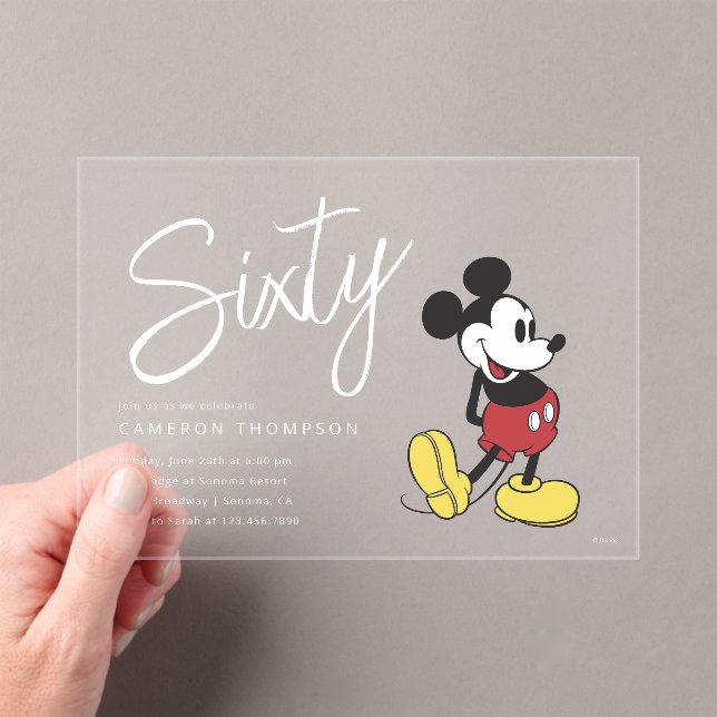 Mickey Mouse 60th Birthday Acrylic Invitations (Insitu (Handheld))