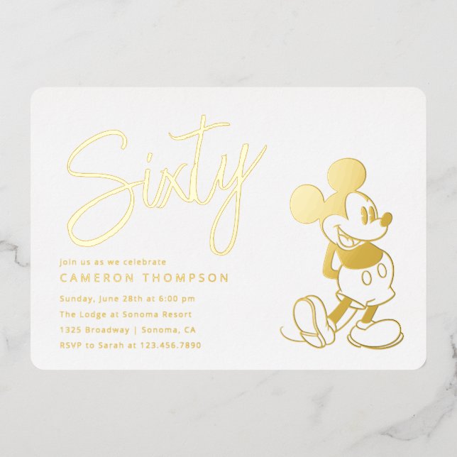 Mickey Mouse 60th Birthday  Foil Invitation (Front)