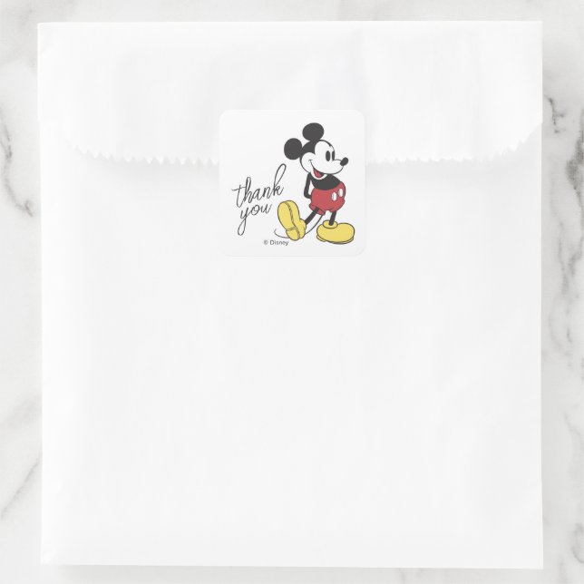 Mickey Mouse 60th Birthday Thank You Square Sticker (Bag)