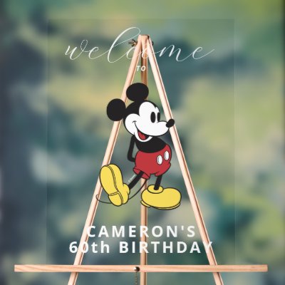 Mickey Mouse 60th Birthday Welcome Acrylic Sign