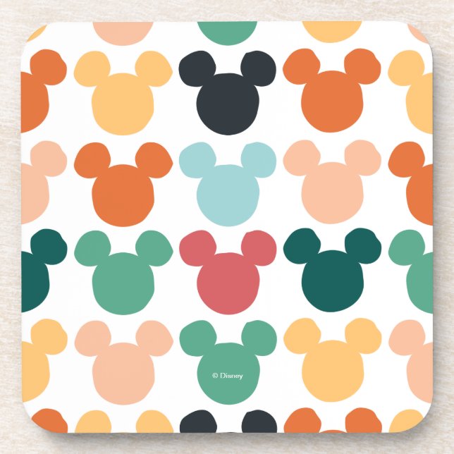 Mickey Mouse | A Colorful Repeating Logo Beverage Coaster (Front)